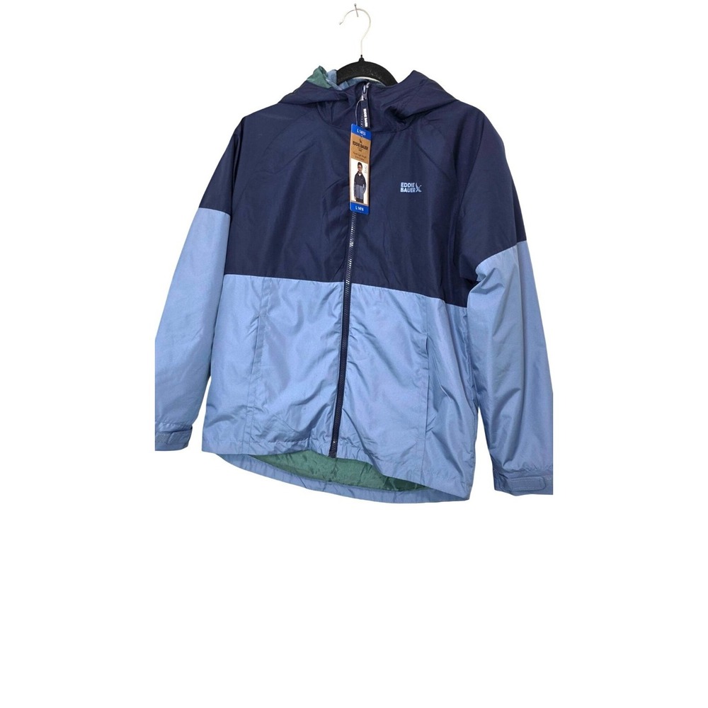 Eddie Bauer Kids 3 in 1Navy & Light Blue Hooded Jacket Camo Fleece Lining Size L